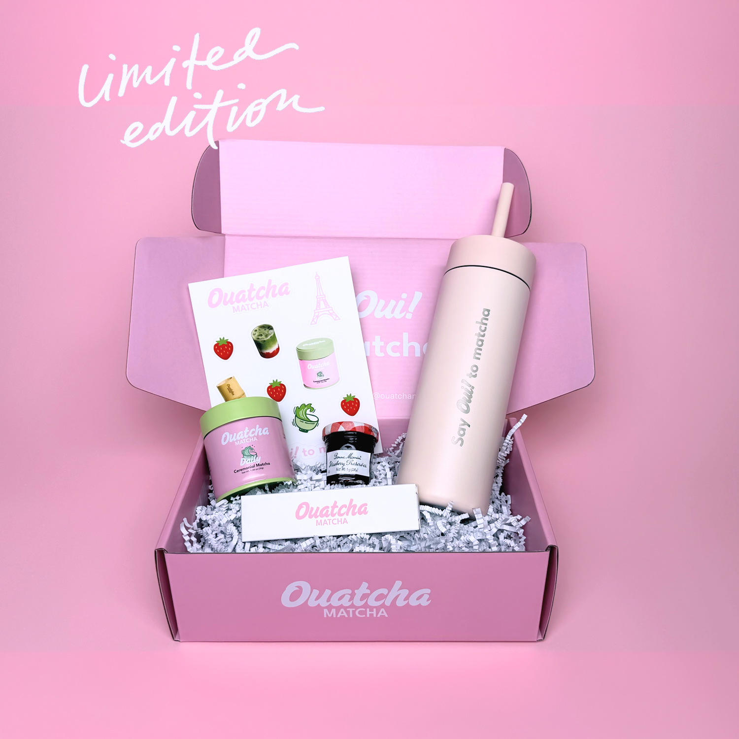 Ouatcha_Matcha_Limited_Edition_Summer_Matcha_Kit_Tumbler_Strawberry_Stickers_Daily_matcha_Spoon
