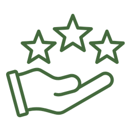Icon of a hand holding three stars, symbolizing a positive rating or review.