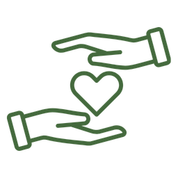 Two hands holding a heart icon, symbolizing care and support.